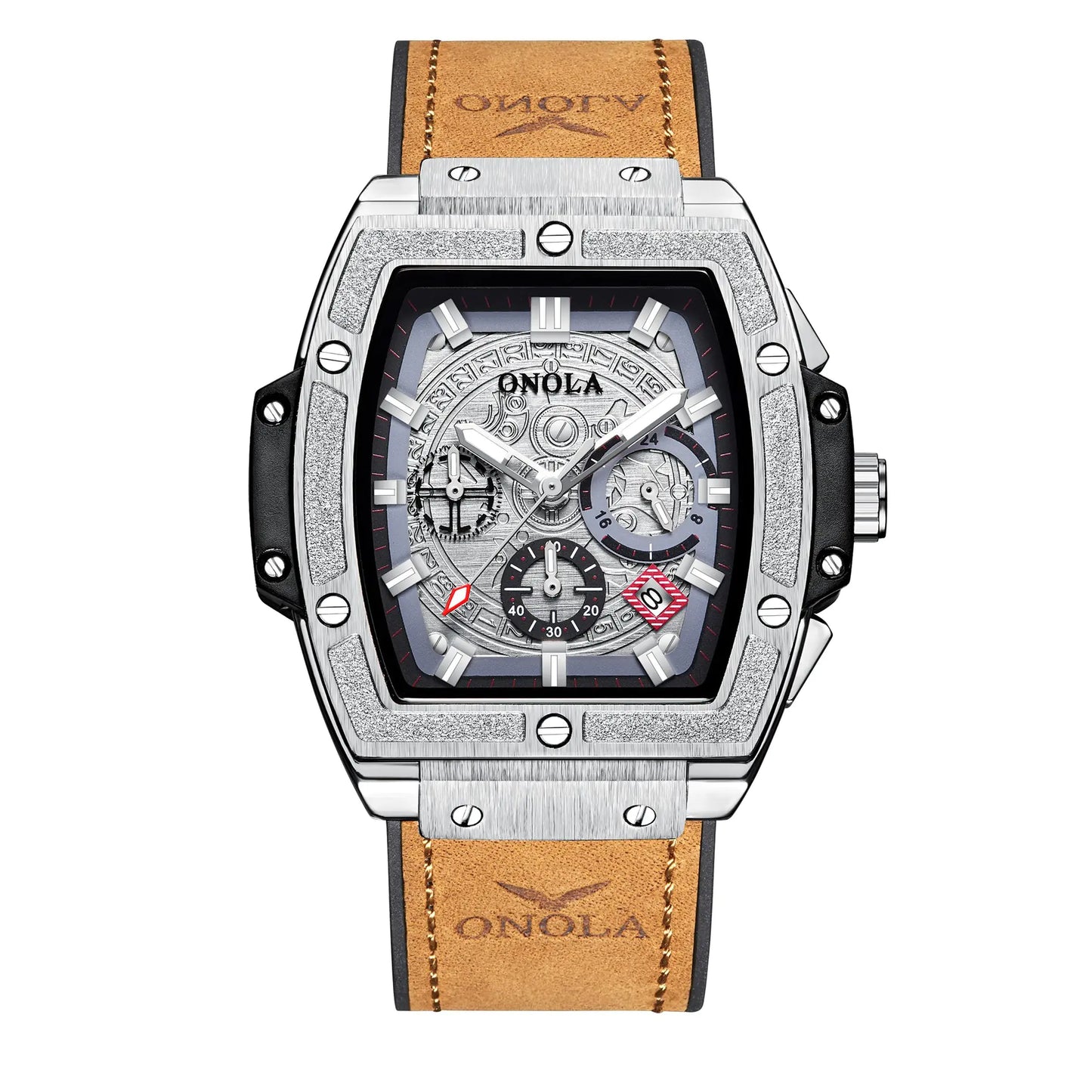Multifunctional Men's Waterproof Quartz Watch with Leather
