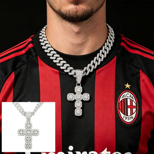 Iced out cross pendant necklace