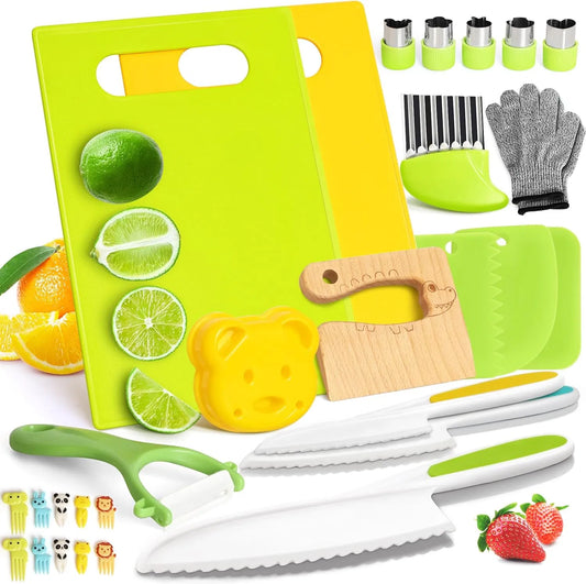 Montessori kids knife set with cutting board