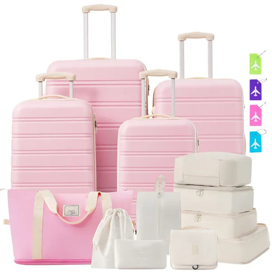 Four piece hardshell spinner luggage set with tsa lock