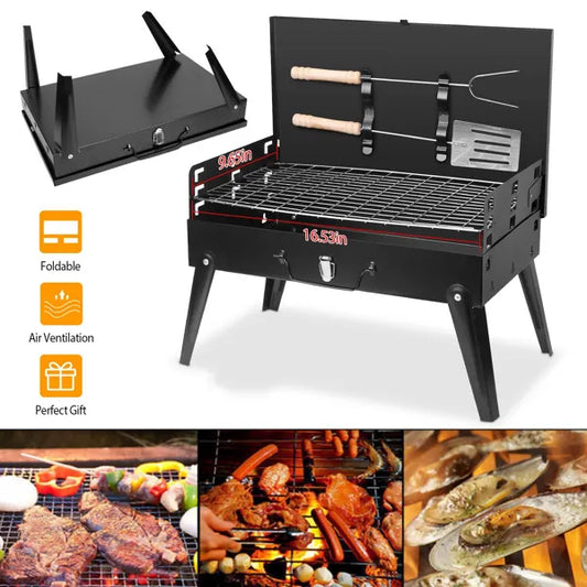 Portable foldable charcoal grill