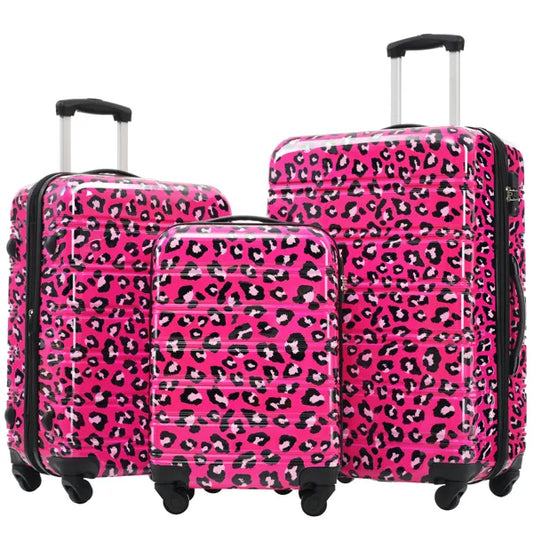 Three piece hardshell spinner luggage set with tsa lock