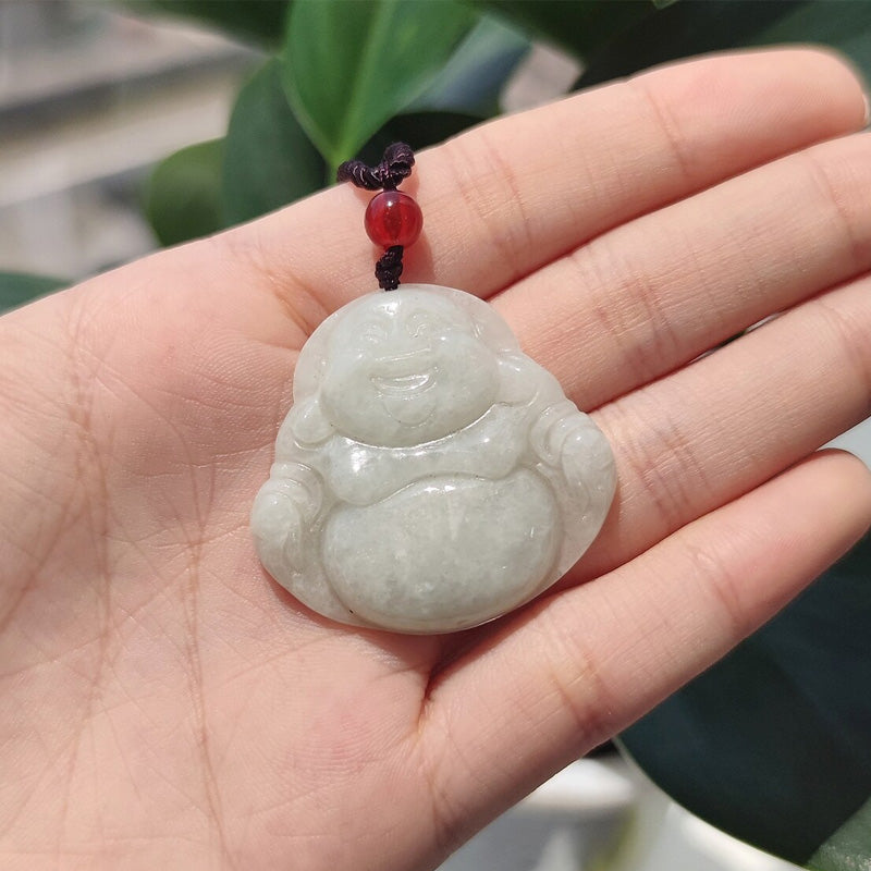 Jadeite laughing buddha pendant
