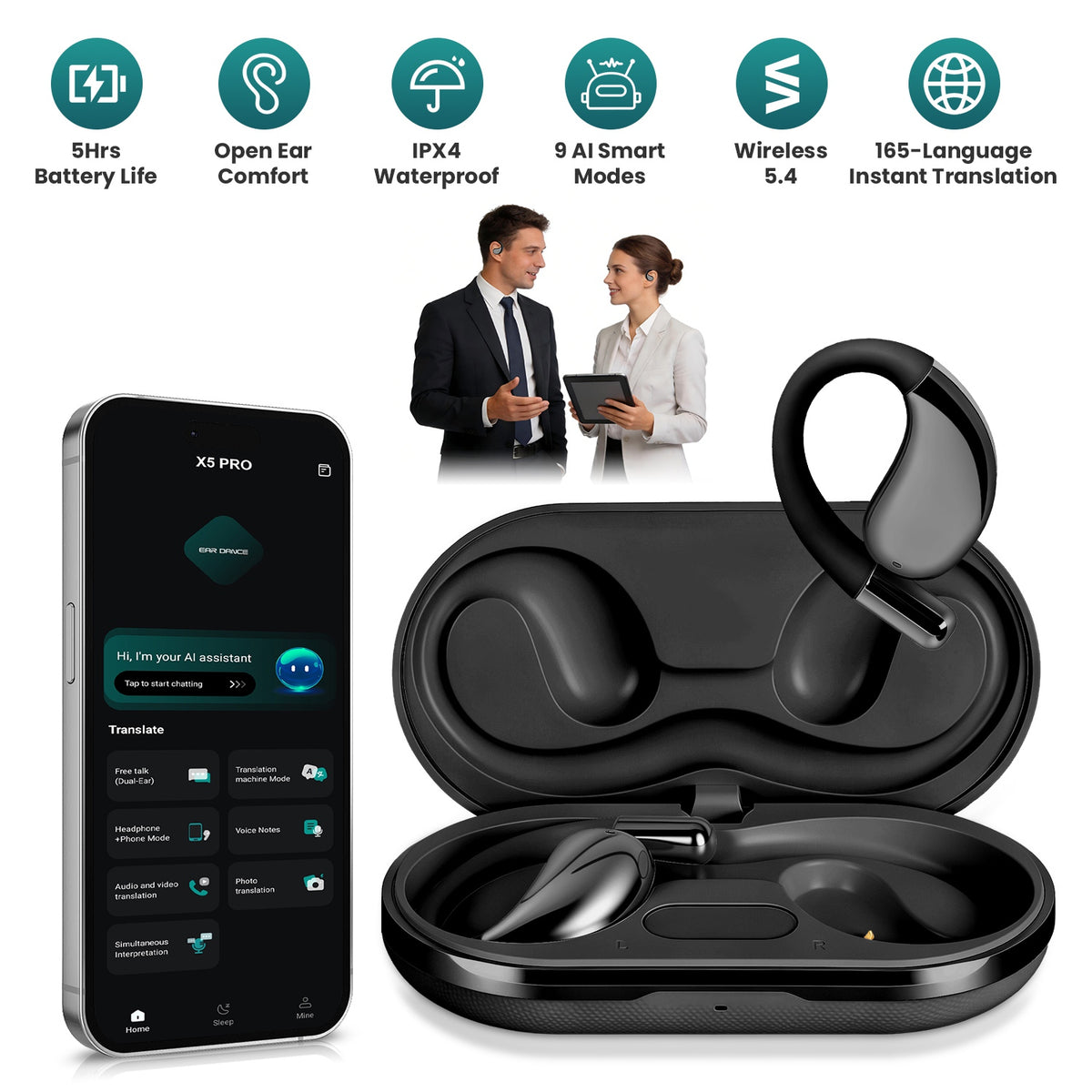 AI translation open-ear earbuds