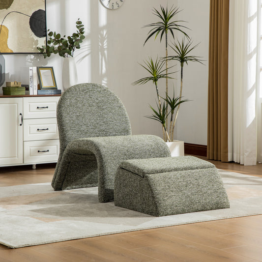 Chenille accent chair with ottoman
