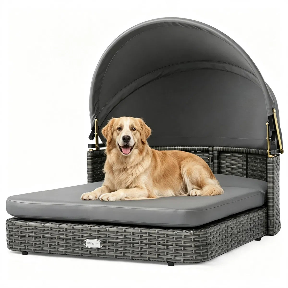 Gray rattan dog daybed