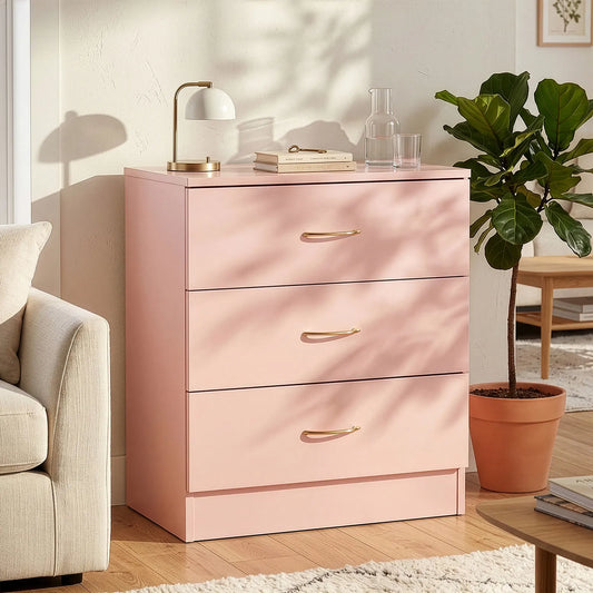 Pink 3-drawer chest