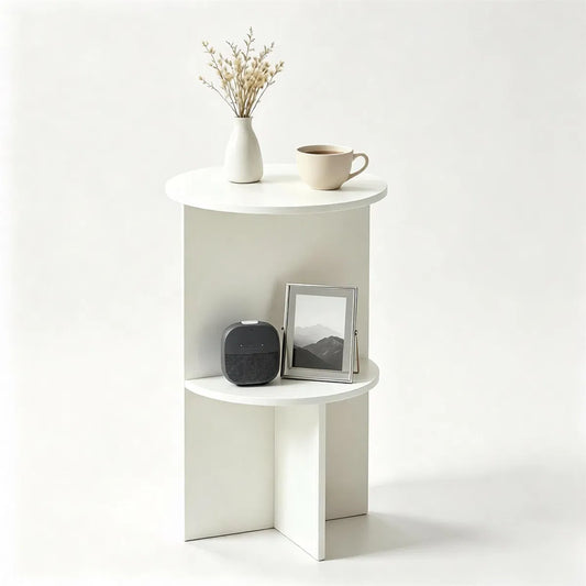 White 2-tier side end table