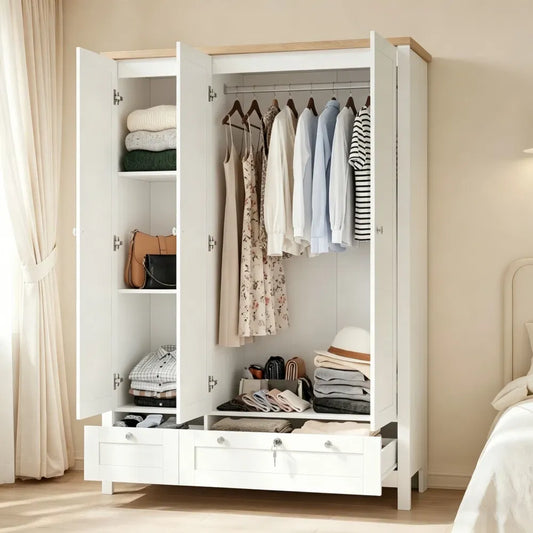 Hall tree with rolling wardrobe