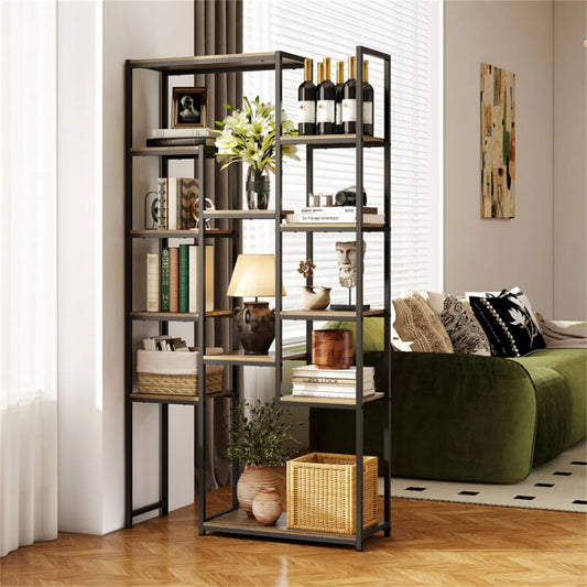 Geometric walnut bookshelf