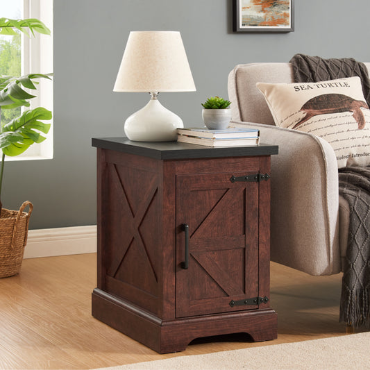 Farmhouse end table with barn door