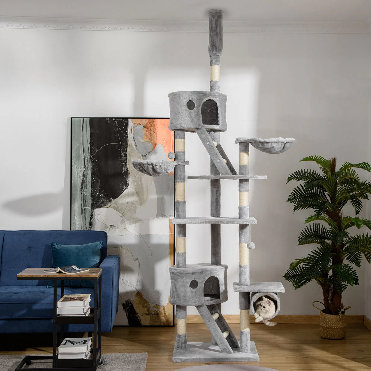 Wooden cat tree tower