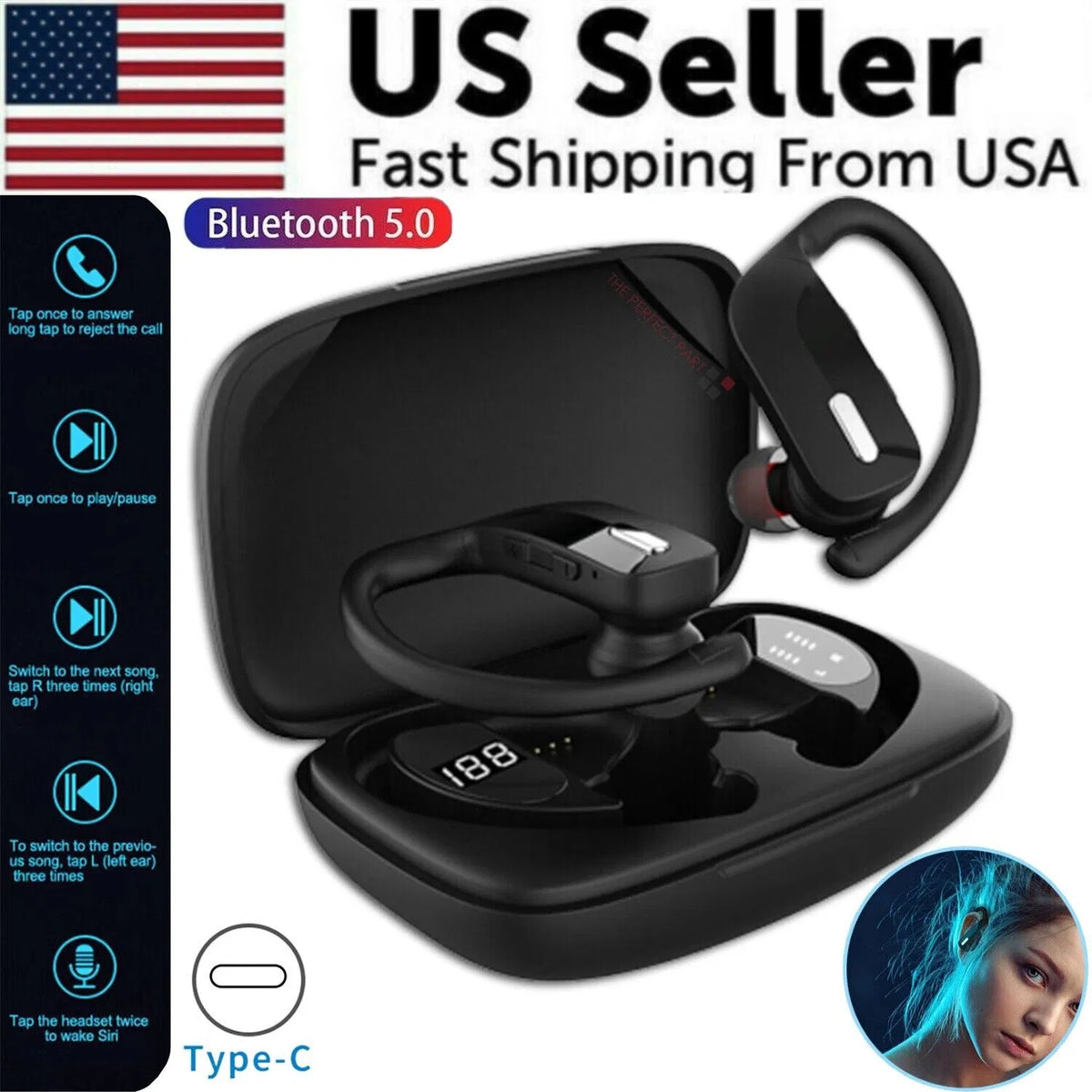 Wireless ear hook earbuds