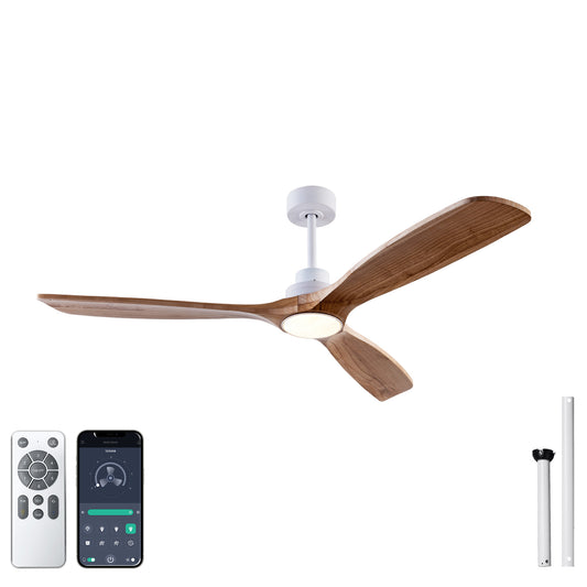 Natural wood ceiling fan