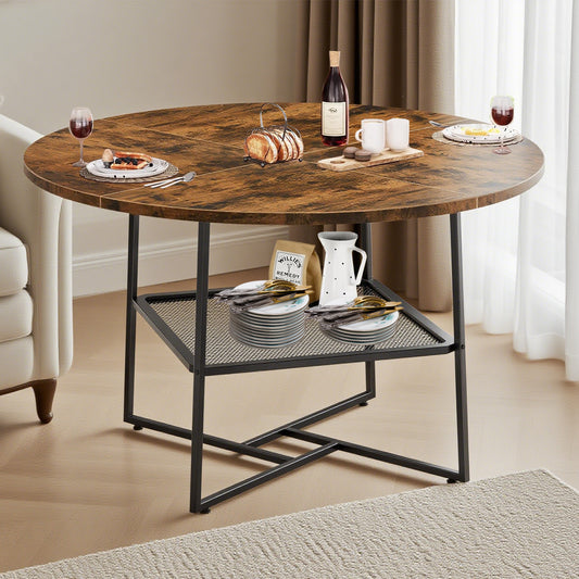 Round wooden dining table