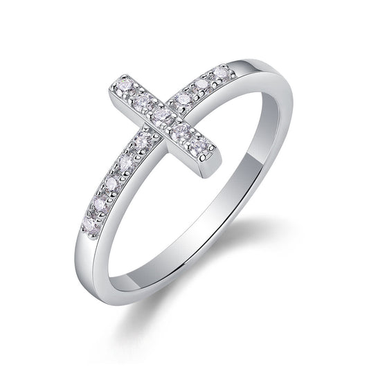 Holy light cross moissanite sterling silver jewelry set