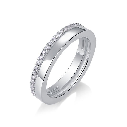 Double ring shadow moissanite sterling silver jewelry set