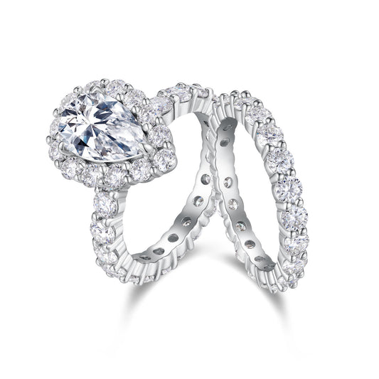 Devoted dew moissanite sterling silver couple ring set