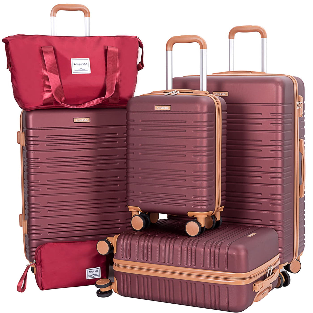 6 piece hard shell luggage set with TSA lock