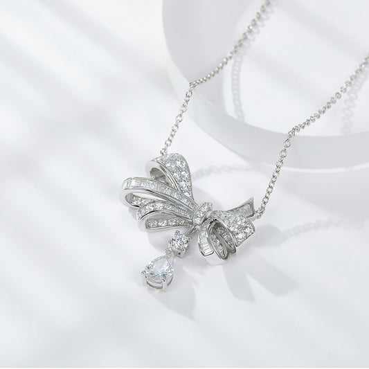 Butterfly moissanite sterling silver pendant set