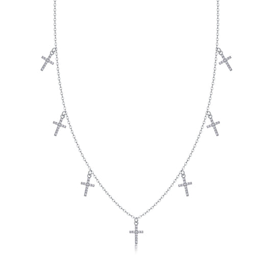 Holy light cross moissanite sterling silver pendant set