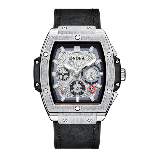 Multifunctional Men's Waterproof Quartz Watch with Leather