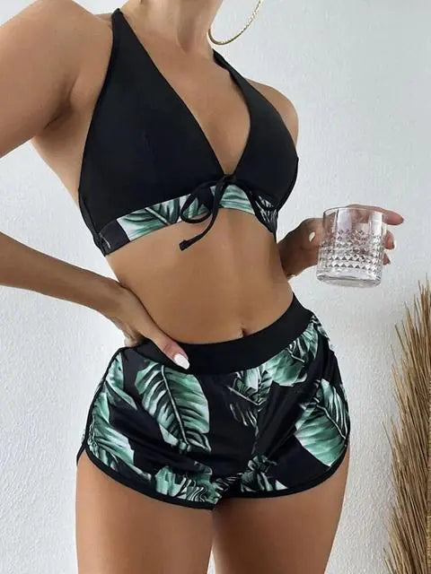 High Waist Bikini Set Swimwear, MakeMeChic, Woman two piece Swinsuit