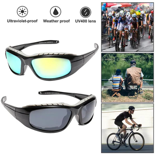 Padded motorcycle riding sunglasses