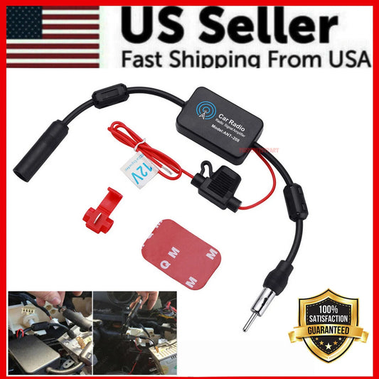 Car radio antenna signal booster