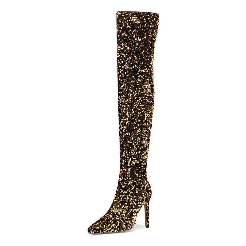 Sexy Sequin Side-zip Over-the-knee Boots