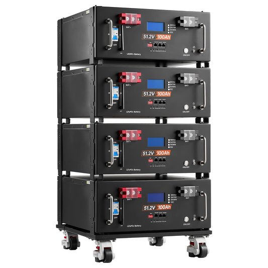 48V 100Ah LiFePO4 Lithium Battery, Built-in 100A BMS, 51.2V Server Rack LiFePO4 Battery With Bluetooth & Display, 5120Wh Capacity