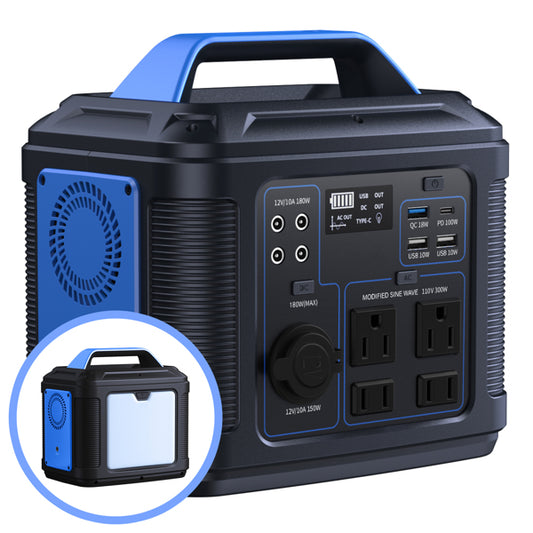 300W Portable Power Station, 296Wh 80000mAh Lithium Battery Generator Solar For Outdoor Camping RV Home