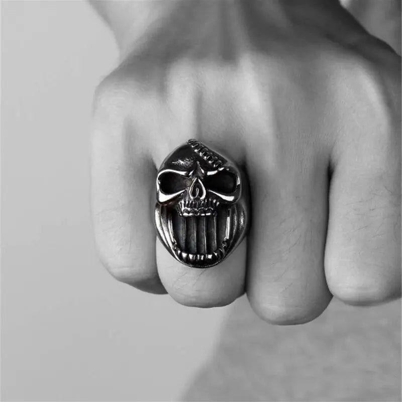 Punk Dual-Purpose Skull Ring, Halloween Skull Rings, Men's Stainless Steel Punk Rock Skull Ring, Beer Bottle Opener