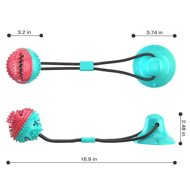 Interactive Dog Ball with Bell f/or Aggresive Chewers, Dog Toothbrush, Toy for Teething Puppys, Silicone Suction Cup Dog Toy