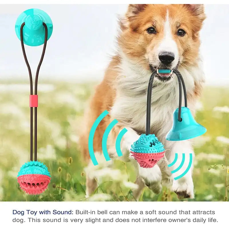 Interactive Dog Ball with Bell f/or Aggresive Chewers, Dog Toothbrush, Toy for Teething Puppys, Silicone Suction Cup Dog Toy