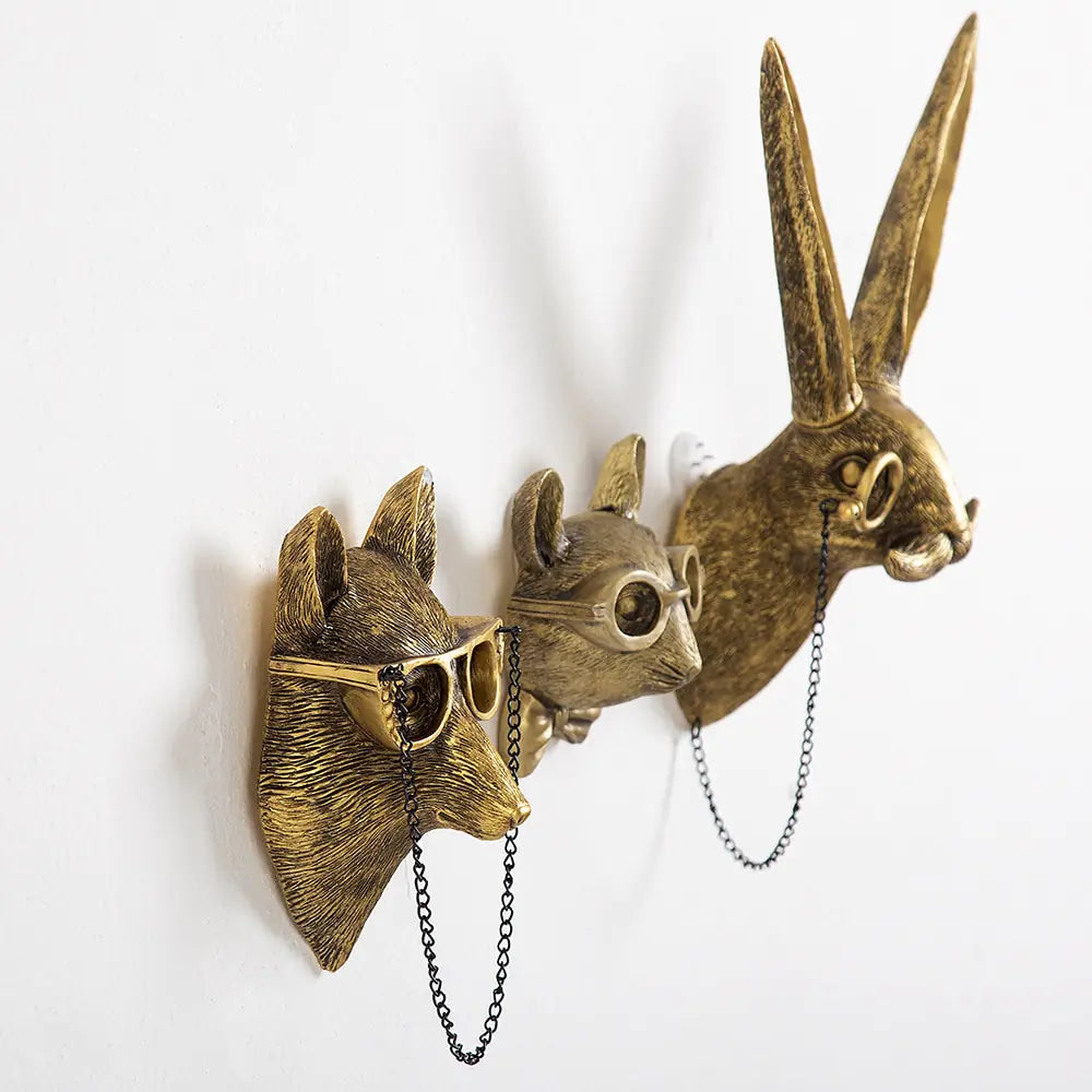 Antique Animal Wall Decorative Figurines, Animal Heads Decor, Faux Deer Head Mount, Animal Sculptures Wall Decor, Hanging Decoration  for Living Room, Bedroom, Kitchen, Gift
